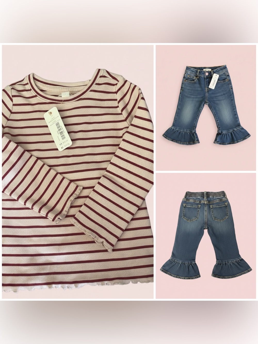 Gymboree Baby Girl Outfit - Ruffled Jeans and Pink Top Size 2T
